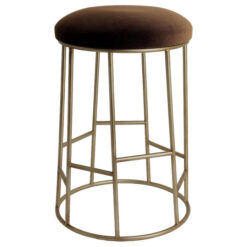 Aiden Velvet Fabric & Metal Counter Stool, Dark Chocolate / Antique Gold