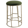Aiden Velvet Fabric & Metal Counter Stool, Moss / Antique Gold