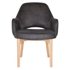 Albury Commercial Grade Eastwood Fabric Tub Chair, Timber Leg, Slate / Natural