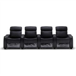 Anna Genuine Leather 4 Seater Electric Recliner Sofa, Black