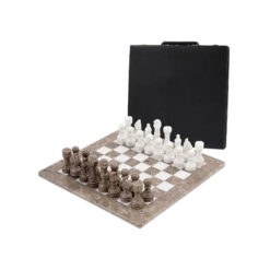 Archaia Marble Chess Set with Storage Case, 38cm, Grey / White