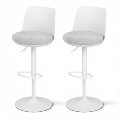 Artiss 2x Bar Stools Kitchen Swivel Gas Lift Counter Dining Chair Curved White