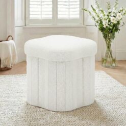 Artiss Storage Ottoman Foot Stool Foldable White