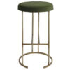 Blackley Velvet Fabric & Iron Counter Stool, Moss / Brushed Gold