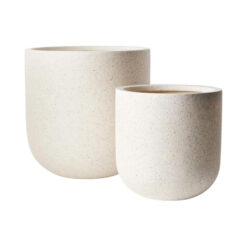 Cenzo Egg 2 Piece Poly Terrazzo Pot Set, White