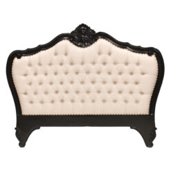 Challuy Hand Crafted Mahogany Upholstered King Size Bedhead, Black