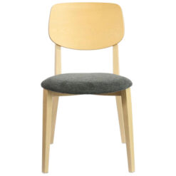 Durafurn Atlanta Rectella Commercial Grade Dining Chair, Timber Back & Fabric Seat, Dark Grey / Oak