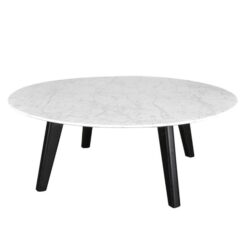 Hansel Round Marble Top Coffee Table, 100cm, White / Black