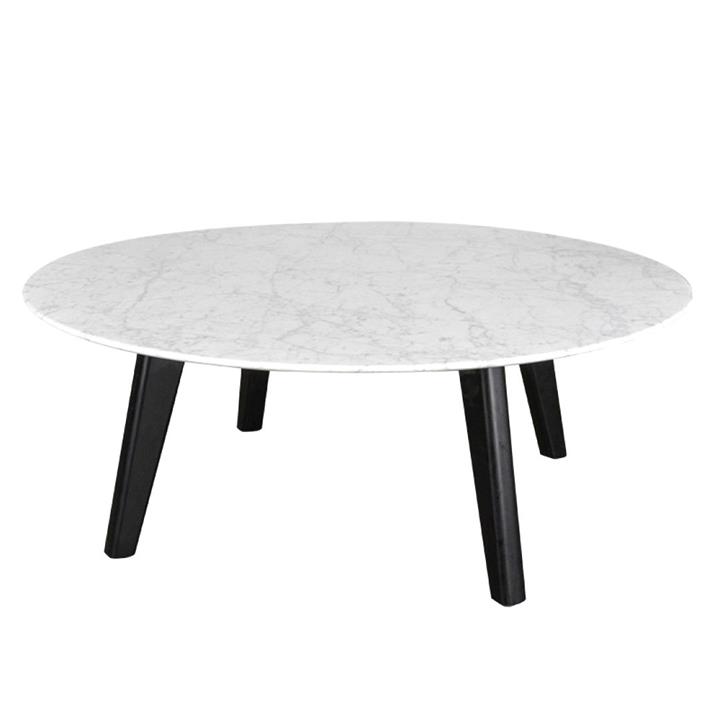 Hansel Round Marble Top Coffee Table, 100cm, White / Black Hansel Round Marble Top Coffee Table, 100cm, White / Black