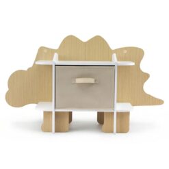 Keezi Dinosaur Kids Bookshelf 2-Tier Children's Bookcase Wooden with with Fabric Drawer, Toddler Bookshelf Toy Storage Organizer for Preschool, Kids R