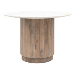 Lucano Marble & Mango Wood Round Dining Table, 110cm