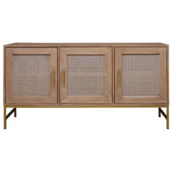 Mandeville Mindi Wood & Rattan 3 Door Sideboard, 158cm