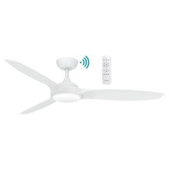 Martec Newport Indoor / Outdoor Smart DC Ceiling Fan with CCT Dimmable LED Light, 142cm/56", Matt White