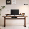 Molten American Walnut Timber Electric Standing Desk with LED Shelf Riser, 150cm