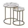 Monroe 2 Piece Agate & Metal Round Nested Side Table Set