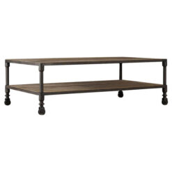 Oatley Reclaimed Timber & Iron Coffee Table on Wheels, 122cm