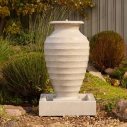 Onde Concrete Urn Garden Water Fountain, Sand