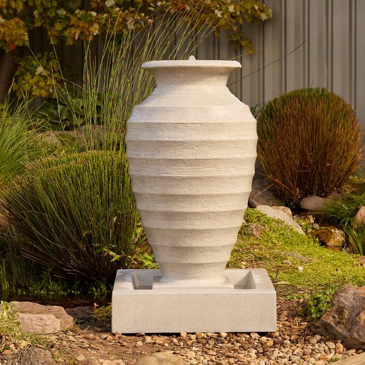 Onde Concrete Urn Garden Water Fountain, Sand Onde Concrete Urn Garden Water Fountain, Sand