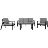 Reese 4 Piece Aluminium Outdoor Lounge Set, Charcoal