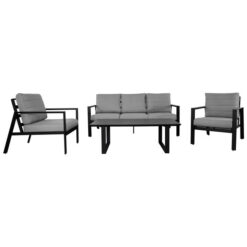 Reese 4 Piece Aluminium Outdoor Lounge Set, Charcoal