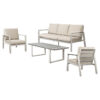 Reese 4 Piece Aluminium Outdoor Lounge Set, Cream