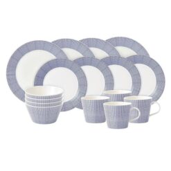 Royal Doulton 1815 Pacific Porcelain 16 Piece Dinnerware Set, Dots