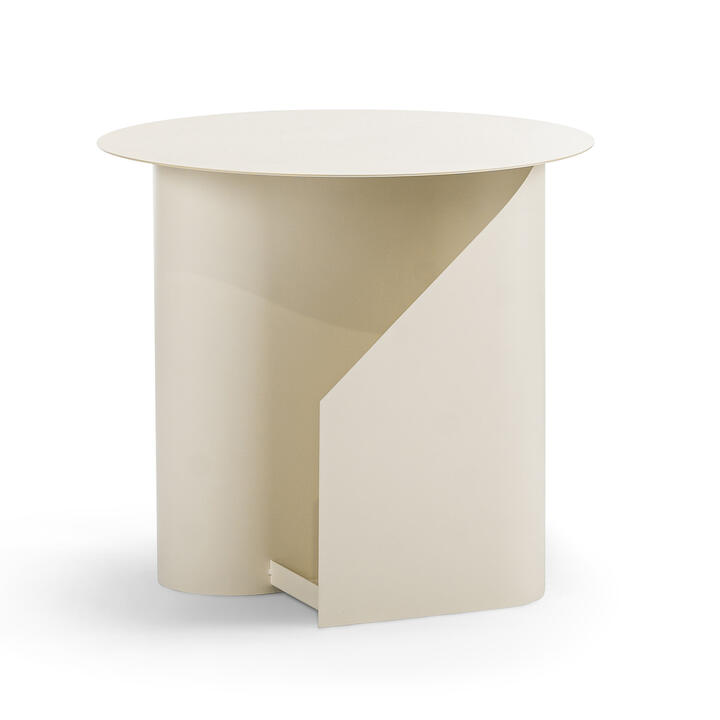 Zeke Steel Round Side Table, Beige Cream Zeke Steel Round Side Table, Beige Cream
