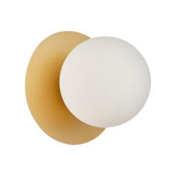 Balle Glass & Iron Wall Light, Round Base, Brass